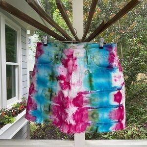 J Crew denim skirt hand crafted tie dyed. Size 30W